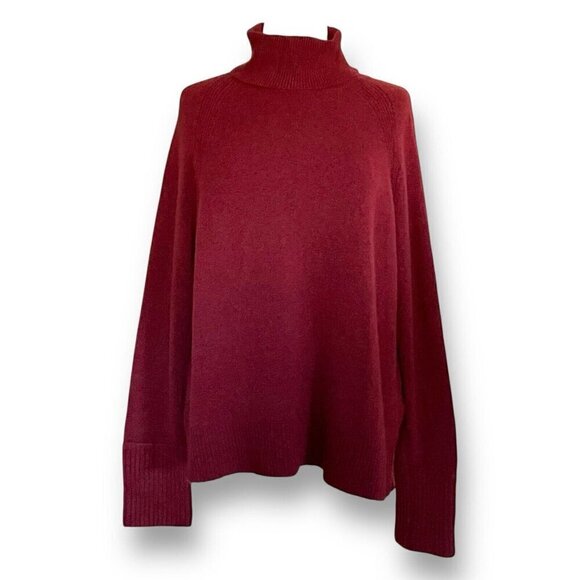 J Crew Womens Supersoft Sweater Sz Medium Burgundy Turtleneck Alpaca Wool Blend - Picture 5 of 10